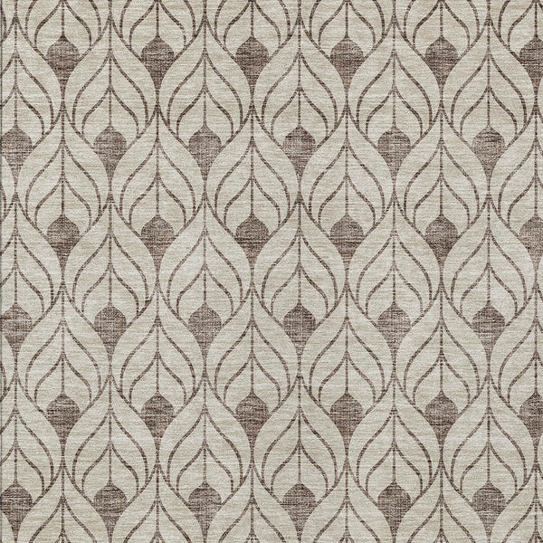 Homeroots 3' Beige And Ivory Geometric Washable Area Rug For Indoor & Outdoor Spaces, Durable And Stylish 8' X 10' Polyester 595712