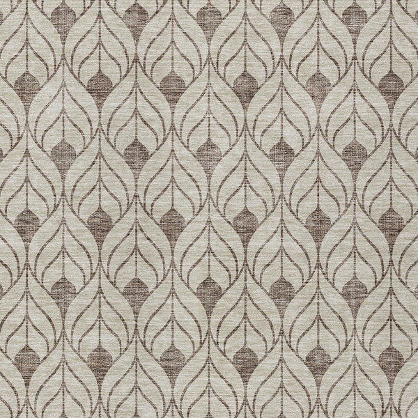 Homeroots 3' Beige And Ivory Geometric Washable Area Rug For Indoor & Outdoor Spaces, Durable And Stylish 9' X 12' Polyester 595713