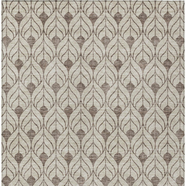 Homeroots 3' Beige And Ivory Geometric Washable Area Rug For Indoor & Outdoor Spaces, Durable And Stylish 10' X 14' Polyester 595714