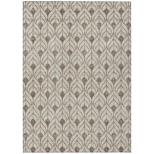 HomeRoots 5' Stylish Brown and Beige Geometric Area Rug - Durable and Washable for Indoor or Outdoor Use 10' X 14' 595714