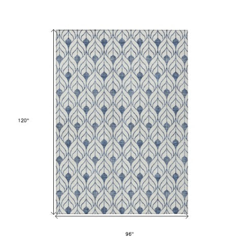 Homeroots 3' Beige And Ivory Geometric Washable Area Rug For Indoor & Outdoor Spaces, Durable And Stylish 8' X 10' Polyester 595718