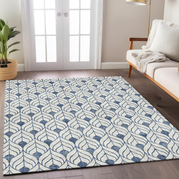 Homeroots 3' Beige And Ivory Geometric Washable Area Rug For Indoor & Outdoor Spaces, Durable And Stylish 10' X 14' Polyester 595720