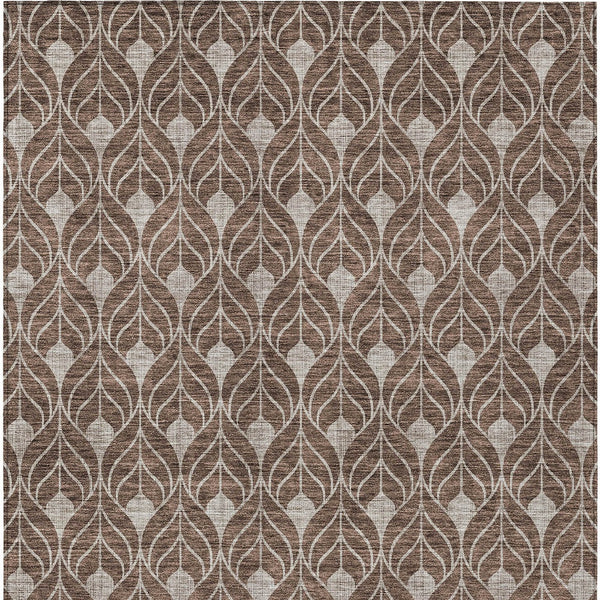 Homeroots 3' Beige And Ivory Geometric Washable Area Rug For Indoor & Outdoor Spaces, Durable And Stylish 5' X 8' Polyester 595722