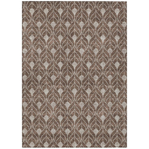 Homeroots 3' Beige And Ivory Geometric Washable Area Rug For Indoor & Outdoor Spaces, Durable And Stylish 5' X 8' Polyester 595722