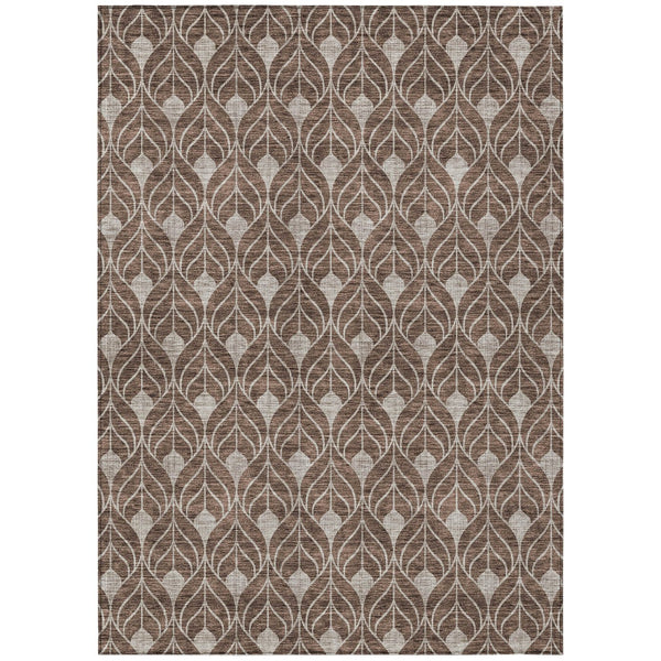 Homeroots 3' Beige And Ivory Geometric Washable Area Rug For Indoor & Outdoor Spaces, Durable And Stylish 5' X 8' Polyester 595722