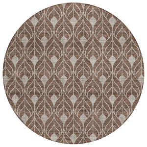 HomeRoots 5' Geometric Washable Indoor Outdoor Area Rug - Chocolate & Beige, Durable, Stain-Resistant Style 8' Round 595723