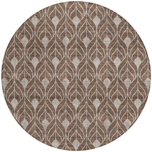 Homeroots 3' Beige And Ivory Geometric Washable Area Rug For Indoor & Outdoor Spaces, Durable And Stylish 8' Round Polyester 595723