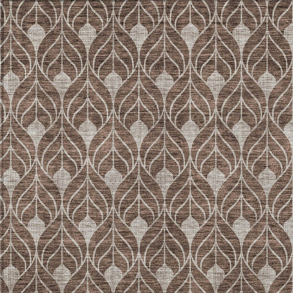 Homeroots 3' Beige And Ivory Geometric Washable Area Rug For Indoor & Outdoor Spaces, Durable And Stylish 9' X 12' Polyester 595725