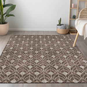 Homeroots 3' Beige And Ivory Geometric Washable Area Rug For Indoor & Outdoor Spaces, Durable And Stylish 9' X 12' Polyester 595725