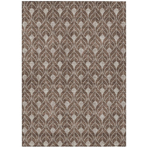 HomeRoots 5' Geometric Washable Indoor Outdoor Area Rug - Chocolate & Beige, Durable, Stain-Resistant Style 10' X 14' 595726