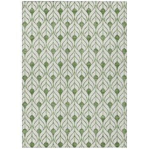 HomeRoots 5' Refresh Your Space with a Durable Green and Ivory Geometric Indoor Outdoor Area Rug Today! 8' X 10' 595730
