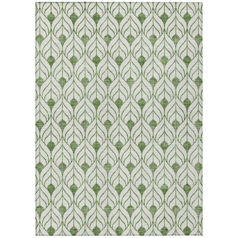 HomeRoots 9' X 12' Green & Ivory Geometric Washable Area Rug – Stylish, Durable Design for Indoor & Outdoor Use 595731