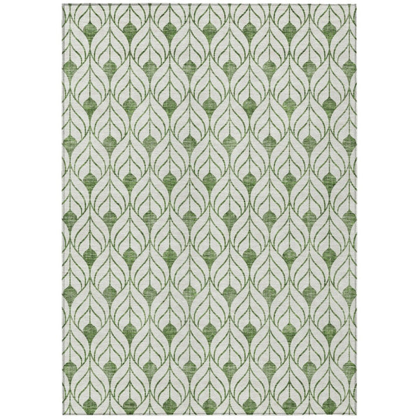HomeRoots 5' Refresh Your Space with a Durable Green and Ivory Geometric Indoor Outdoor Area Rug Today! 10' X 14' 595732