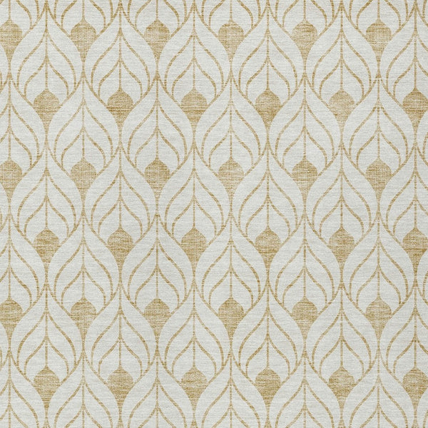 Homeroots 3' Beige And Ivory Geometric Washable Area Rug For Indoor & Outdoor Spaces, Durable And Stylish 5' X 8' Polyester 595734