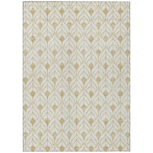 HomeRoots 9' X 12' Gold & Beige Geometric Area Rug - Stylish, Washable, Durable for Indoor & Outdoor Spaces 595737