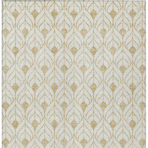 Homeroots 3' Beige And Ivory Geometric Washable Area Rug For Indoor & Outdoor Spaces, Durable And Stylish 10' X 14' Polyester 595738