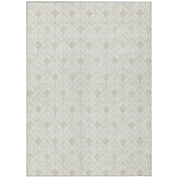 HomeRoots 5' Modern Ivory and Beige Geometric Area Rug - Washable, Durable Design for Indoor/Outdoor Spaces 8' X 10' 595748