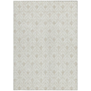 Homeroots 3' Beige And Ivory Geometric Washable Area Rug For Indoor & Outdoor Spaces, Durable And Stylish 8' X 10' Polyester 595748