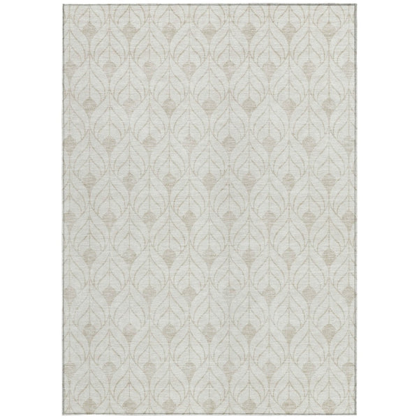 Homeroots 3' Beige And Ivory Geometric Washable Area Rug For Indoor & Outdoor Spaces, Durable And Stylish 8' X 10' Polyester 595748