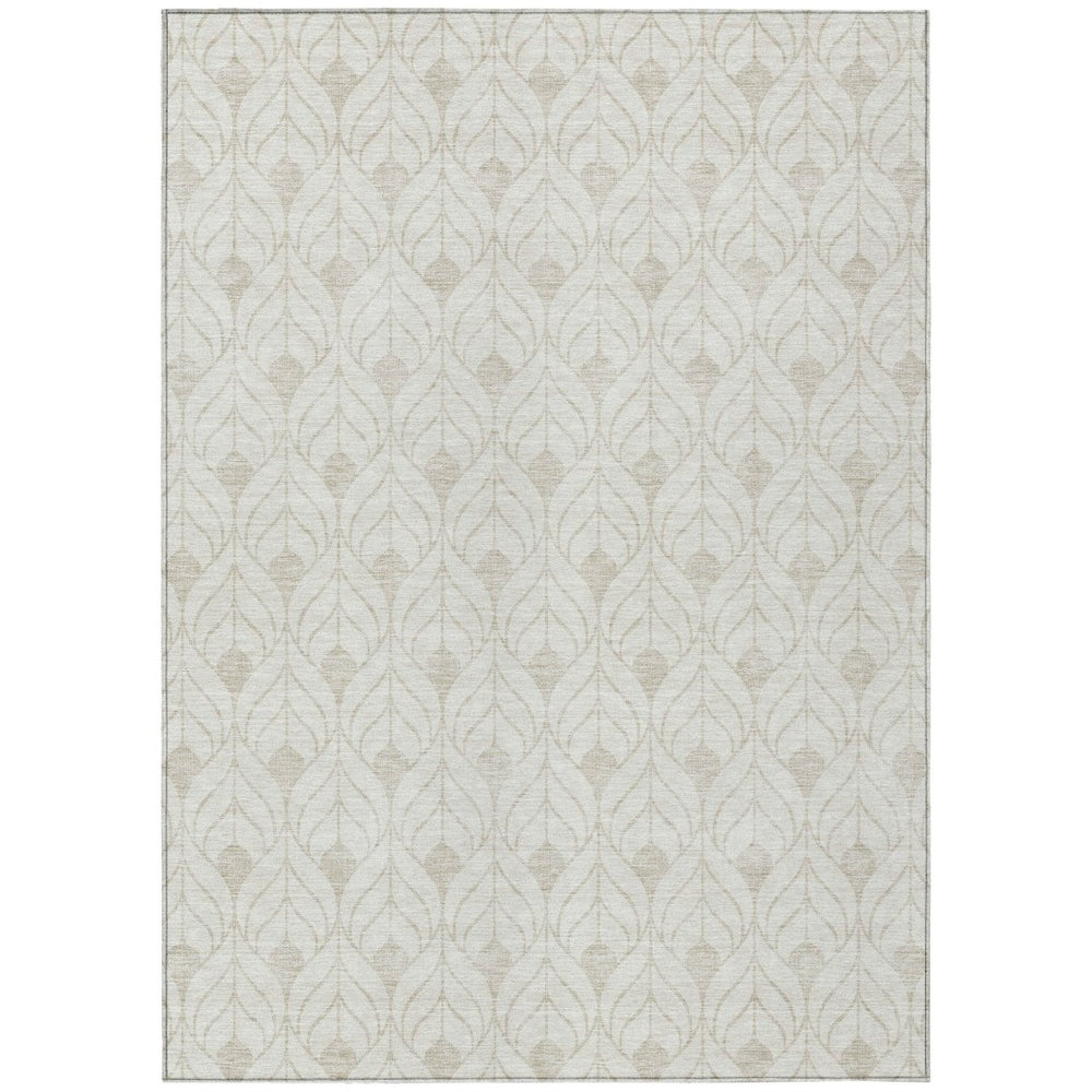 HomeRoots 9' X 12' Ivory & Beige Geometric Washable Area Rug - Durable, Stylish Indoor/Outdoor Essential! 595749