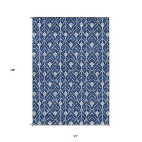 Homeroots 3' Beige And Ivory Geometric Washable Area Rug For Indoor & Outdoor Spaces, Durable And Stylish 3' X 5' Polyester 595751