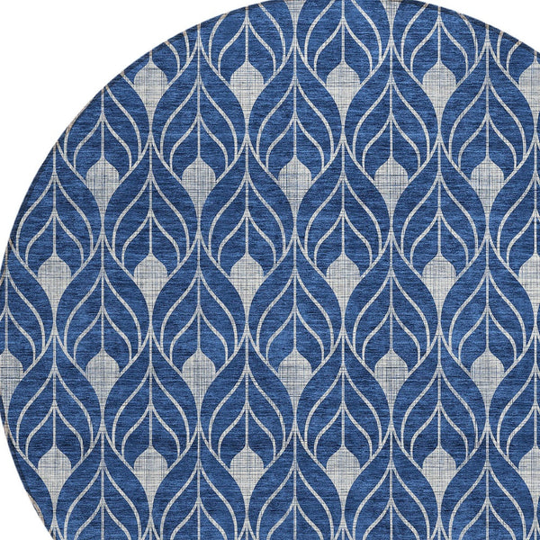 Homeroots 3' Beige And Ivory Geometric Washable Area Rug For Indoor & Outdoor Spaces, Durable And Stylish 8' Round Polyester 595753