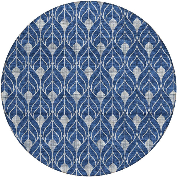 Homeroots 3' Beige And Ivory Geometric Washable Area Rug For Indoor & Outdoor Spaces, Durable And Stylish 8' Round Polyester 595753