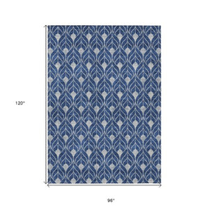 Homeroots 3' Beige And Ivory Geometric Washable Area Rug For Indoor & Outdoor Spaces, Durable And Stylish 8' X 10' Polyester 595754