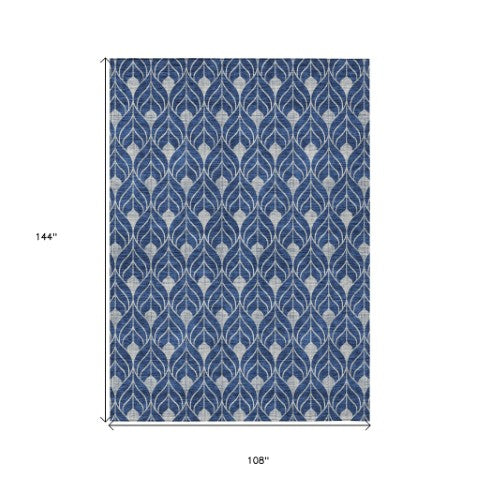 Homeroots 3' Beige And Ivory Geometric Washable Area Rug For Indoor & Outdoor Spaces, Durable And Stylish 9' X 12' Polyester 595755