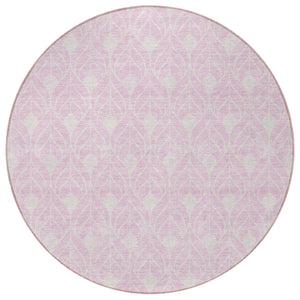 Homeroots 3' Beige And Ivory Geometric Washable Area Rug For Indoor & Outdoor Spaces, Durable And Stylish 8' Round Polyester 595759