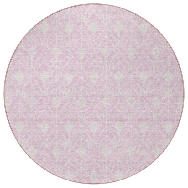 Homeroots 3' Beige And Ivory Geometric Washable Area Rug For Indoor & Outdoor Spaces, Durable And Stylish 8' Round Polyester 595759