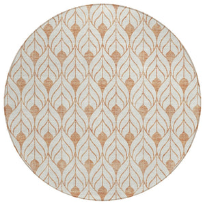 HomeRoots 5' Salmon and Beige Geometric Indoor Outdoor Area Rug - Stylish, Durable, Washable, Versatile Design 8' Round 595765