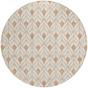 Homeroots 3' Beige And Ivory Geometric Washable Area Rug For Indoor & Outdoor Spaces, Durable And Stylish 8' Round Polyester 595765