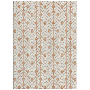 Homeroots 3' Beige And Ivory Geometric Washable Area Rug For Indoor & Outdoor Spaces, Durable And Stylish 9' X 12' Polyester 595767