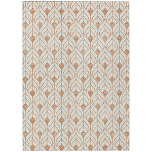 HomeRoots 9' X 12' Salmon and Beige Geometric Indoor-Outdoor Rug - Stylish, Washable, and Durable for High-Traffic Areas 595767
