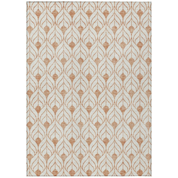 HomeRoots 9' X 12' Salmon and Beige Geometric Indoor-Outdoor Rug - Stylish, Washable, and Durable for High-Traffic Areas 595767