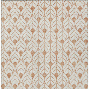Homeroots 3' Beige And Ivory Geometric Washable Area Rug For Indoor & Outdoor Spaces, Durable And Stylish 9' X 12' Polyester 595767