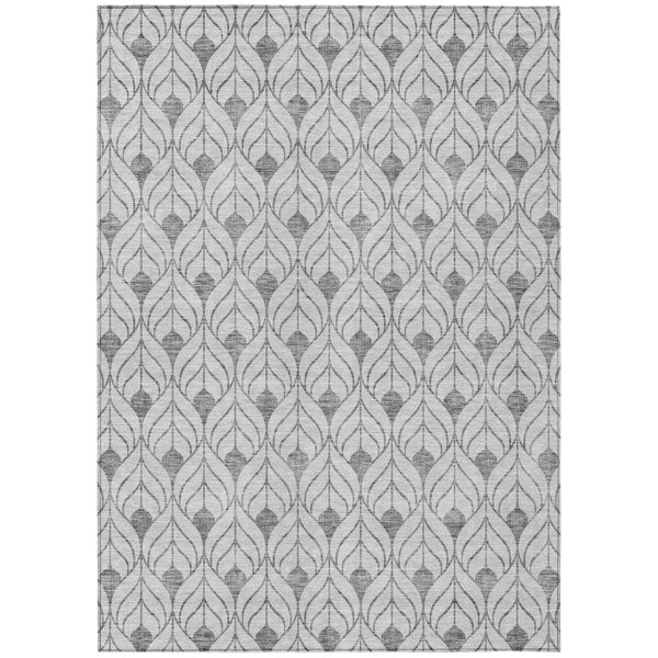 HomeRoots 5' Stylish Geometric Silver and Gray Area Rug for Indoor and Outdoor Comfort and Durability 8' X 10' 595772
