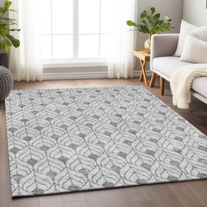 Homeroots 3' Beige And Ivory Geometric Washable Area Rug For Indoor & Outdoor Spaces, Durable And Stylish 8' X 10' Polyester 595772