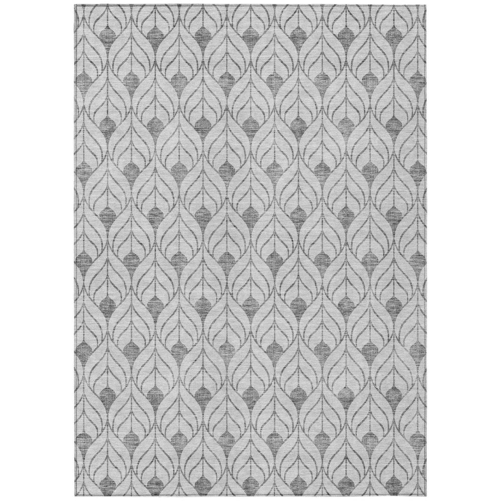 HomeRoots 9' X 12' Contemporary Silver & Gray Geometric Area Rug - Washable, Durable & Versatile for Indoor/Outdoor Use 595773