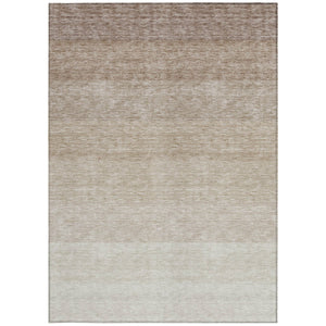 Homeroots 3' Beige And Ivory Ombre Area Rug - Stylish, Washable Design For Indoor & Outdoor Use, Durable Fun! 5' X 8' Polyester 595782