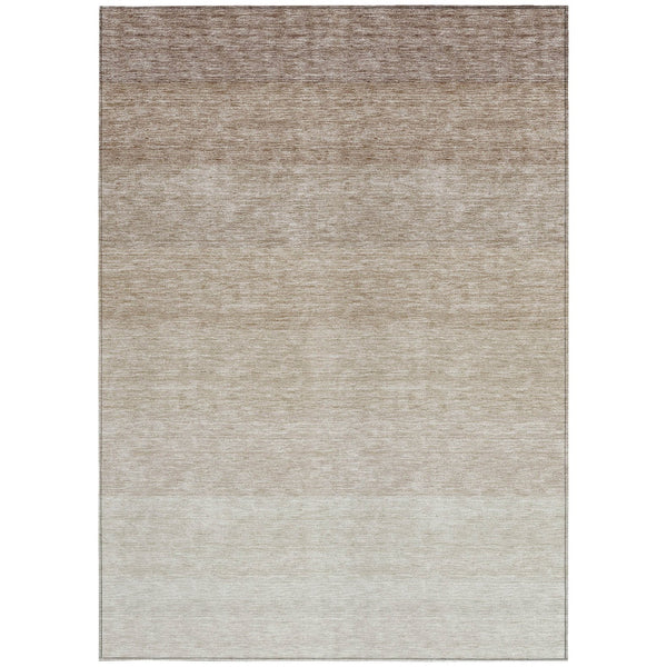 Homeroots 3' Beige And Ivory Ombre Area Rug - Stylish, Washable Design For Indoor & Outdoor Use, Durable Fun! 5' X 8' Polyester 595782