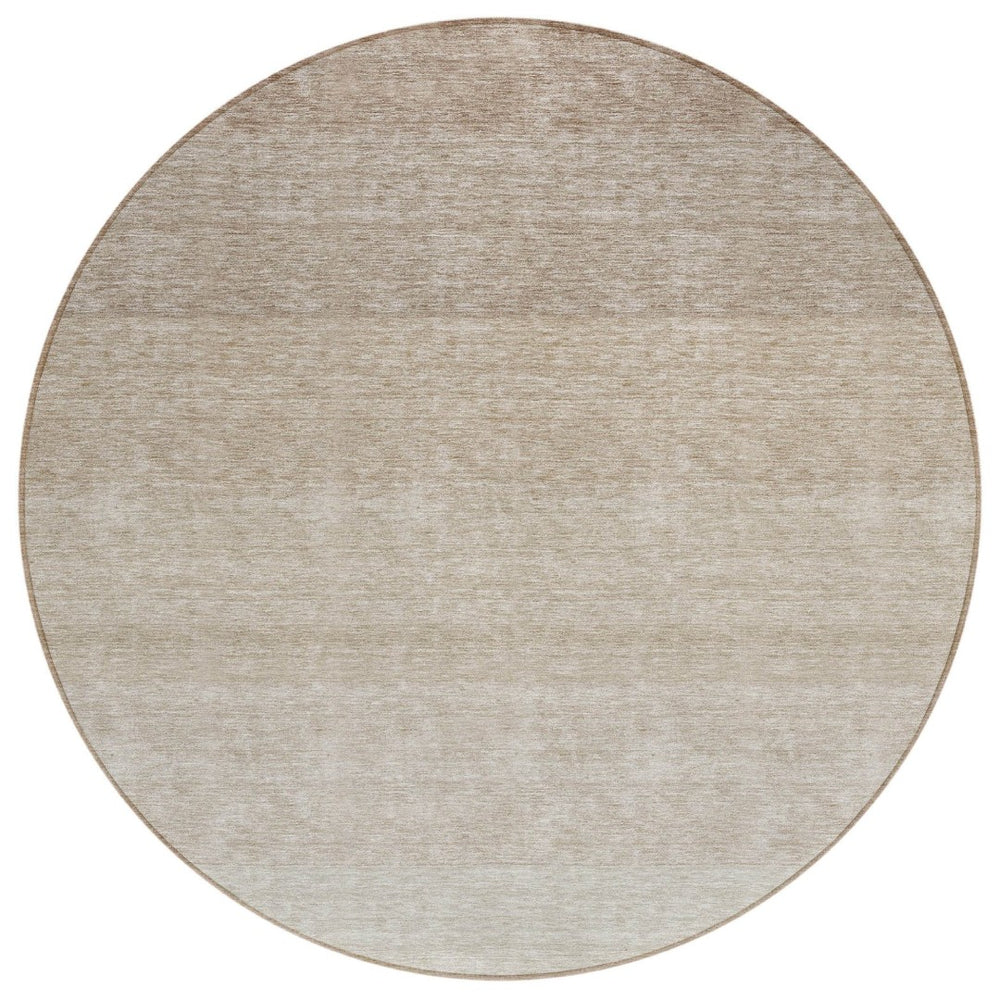 HomeRoots 5' Beige and Ivory Ombre Area Rug - Stylish, Washable, Durable for Indoor and Outdoor Use 8' Round 595783