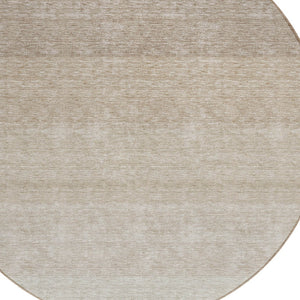 Homeroots 3' Beige And Ivory Ombre Area Rug - Stylish, Washable Design For Indoor & Outdoor Use, Durable Fun! 8' Round Polyester 595783