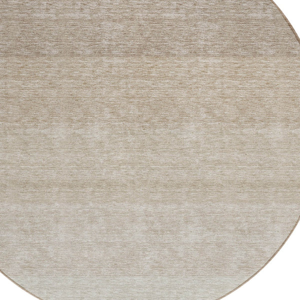 Homeroots 3' Beige And Ivory Ombre Area Rug - Stylish, Washable Design For Indoor & Outdoor Use, Durable Fun! 8' Round Polyester 595783