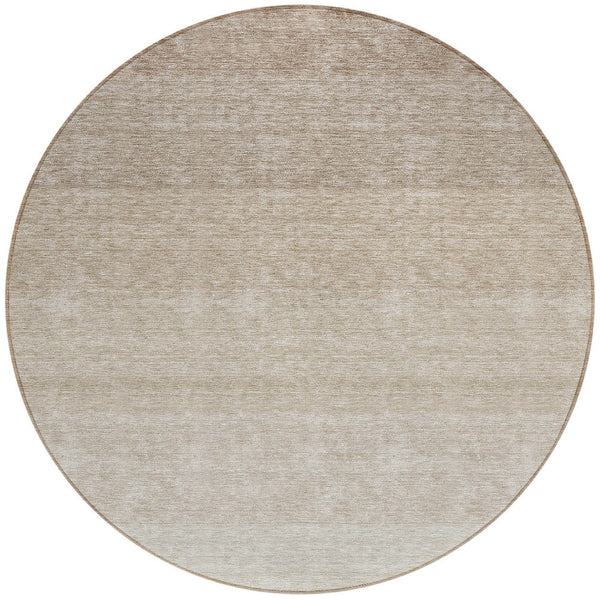 Homeroots 3' Beige And Ivory Ombre Area Rug - Stylish, Washable Design For Indoor & Outdoor Use, Durable Fun! 8' Round Polyester 595783