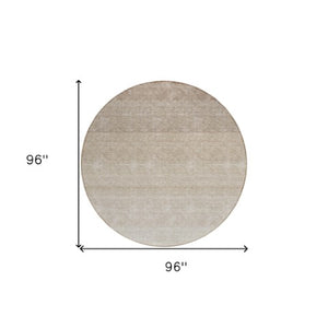 Homeroots 3' Beige And Ivory Ombre Area Rug - Stylish, Washable Design For Indoor & Outdoor Use, Durable Fun! 8' Round Polyester 595783