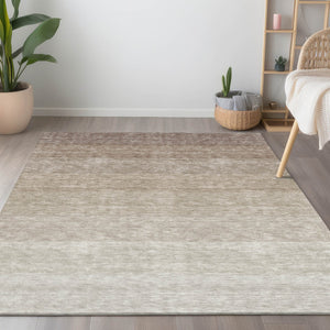 Homeroots 3' Beige And Ivory Ombre Area Rug - Stylish, Washable Design For Indoor & Outdoor Use, Durable Fun! 8' X 10' Polyester 595784