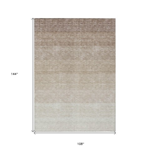 Homeroots 3' Beige And Ivory Ombre Area Rug - Stylish, Washable Design For Indoor & Outdoor Use, Durable Fun! 9' X 12' Polyester 595785