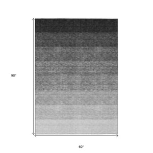 Homeroots 3' Beige And Ivory Ombre Area Rug - Stylish, Washable Design For Indoor & Outdoor Use, Durable Fun! 5' X 8' Polyester 595788